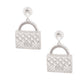 Silver Designer Handbag Pearl Earrings