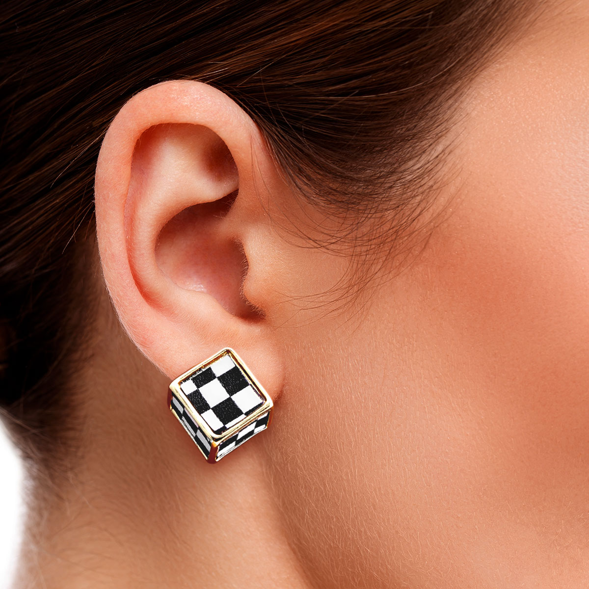 Black and White Checker Cube Studs
