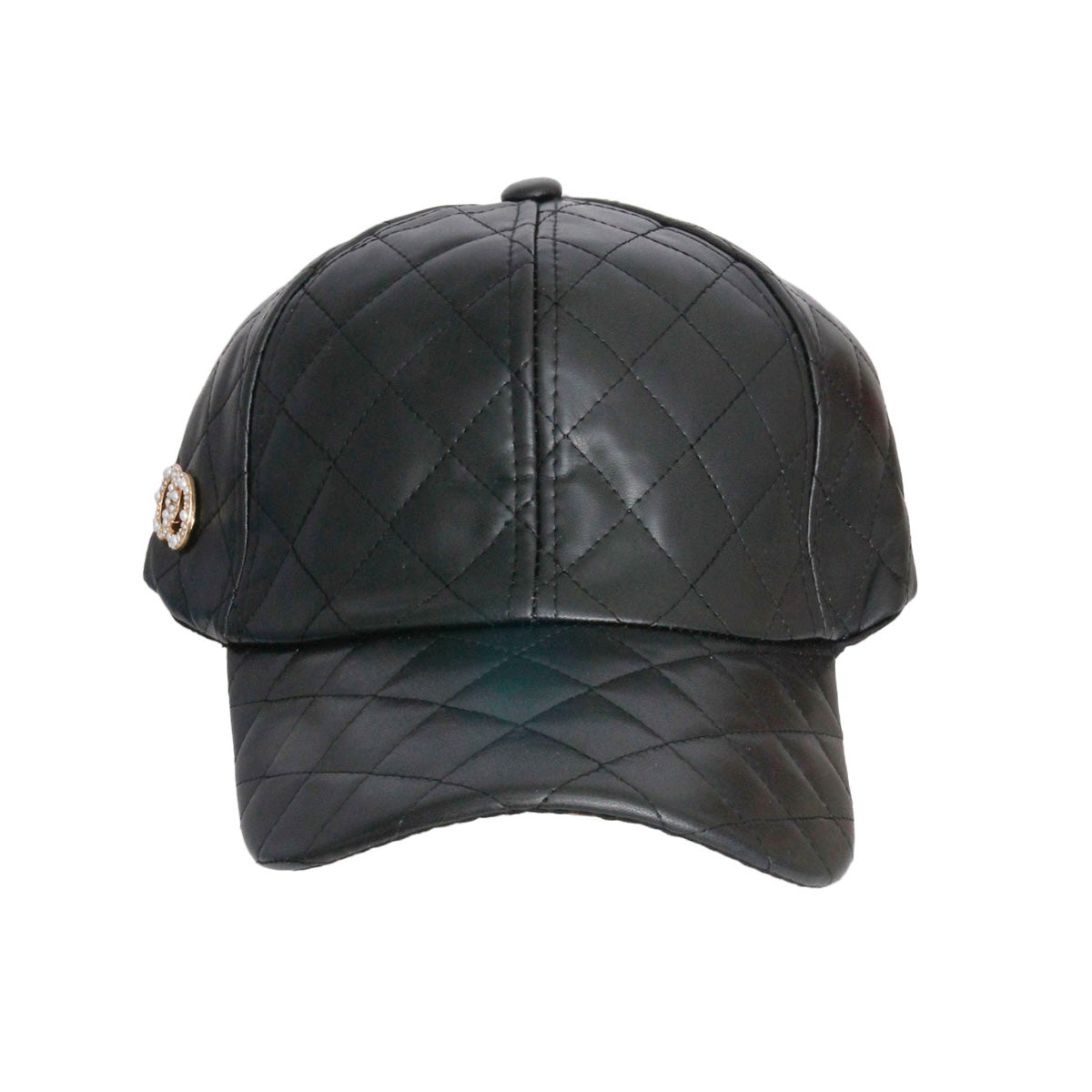Black Quilted Designer Logo Cap