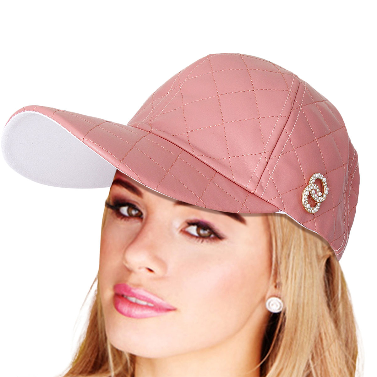 Pink Quilted Designer Logo Cap