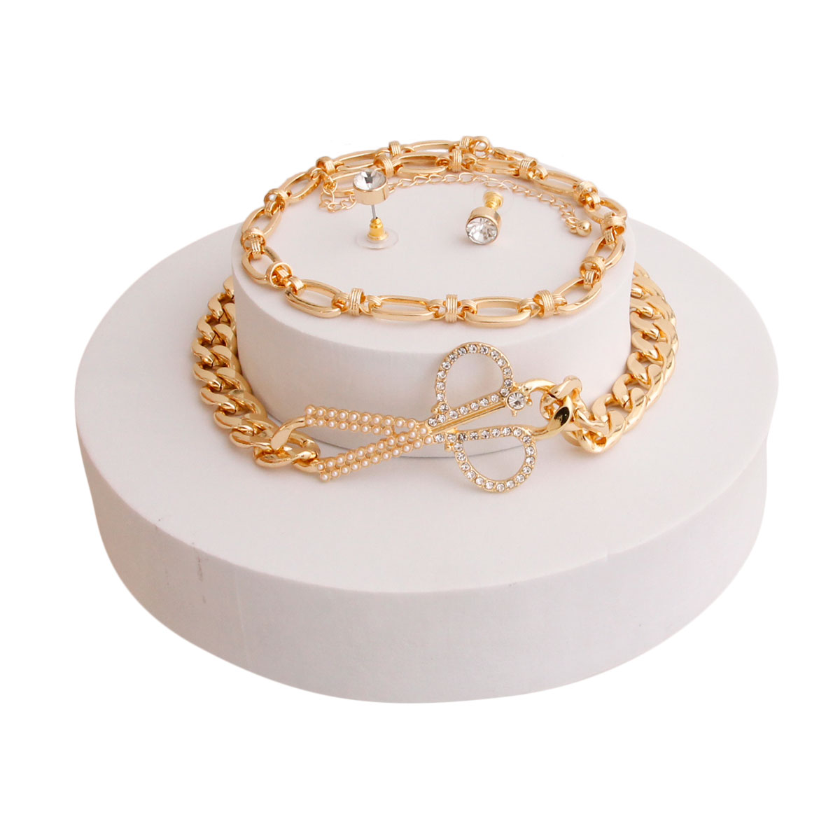 Gold Heavyweight Chain Scissors Choker Set