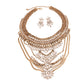 Burnished Gold Crystal Bib Necklace