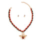 Red and Green Woven Chain Bee Necklace