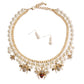 Gold Chain Pearl 2 Strand Bee Necklace