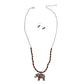 Burnished Silver and Bead Elephant Necklace