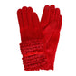 Gloves Red Ribbon Fur Winter Gloves for Women