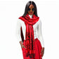 Pashmina Red Flower Fringe Scarf for Women