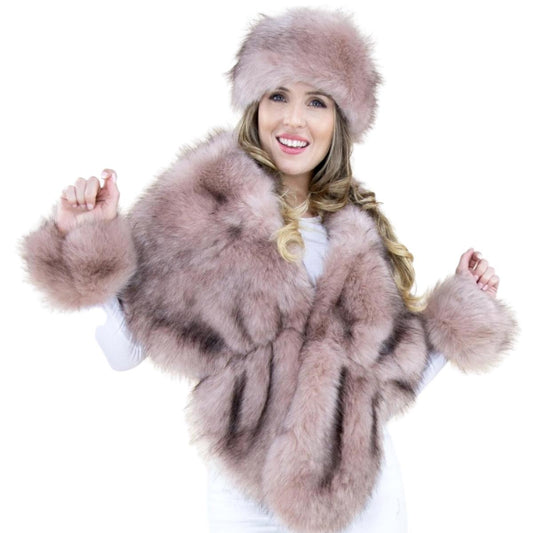 Dusty Rose Fur Shawl Scarf Only
