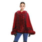 Burgundy Faux Fur Greek Key Ruana