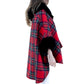 Red Scotch Plaid Fur Cape