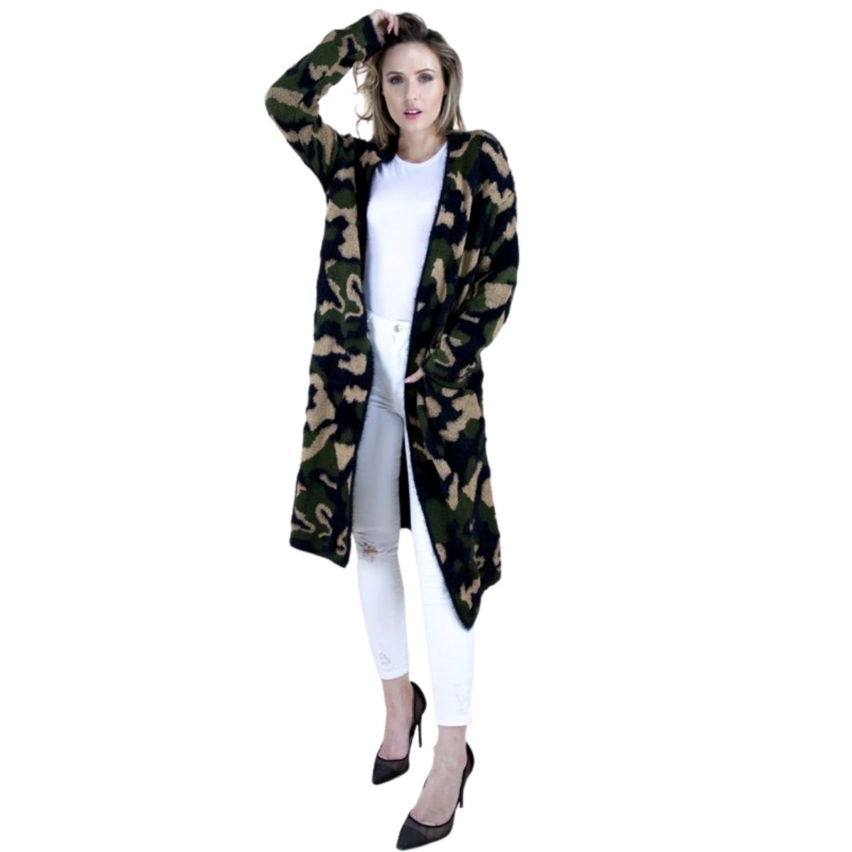 S/M Camo Long Sleeve Cardigan