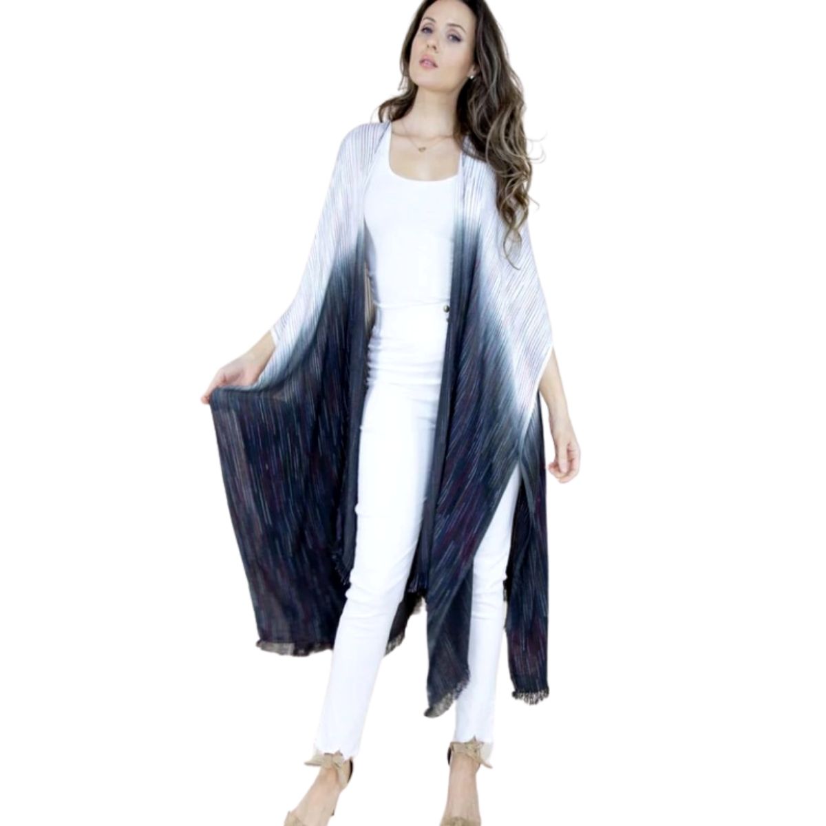 Black Ombre Stripe Kimono
