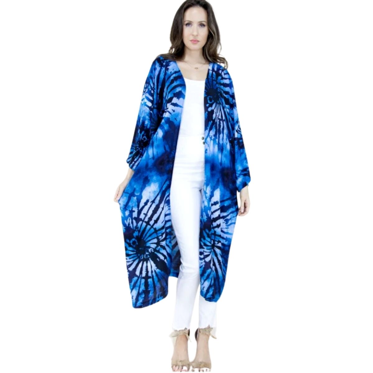Blue Tie Dye Long Kimono