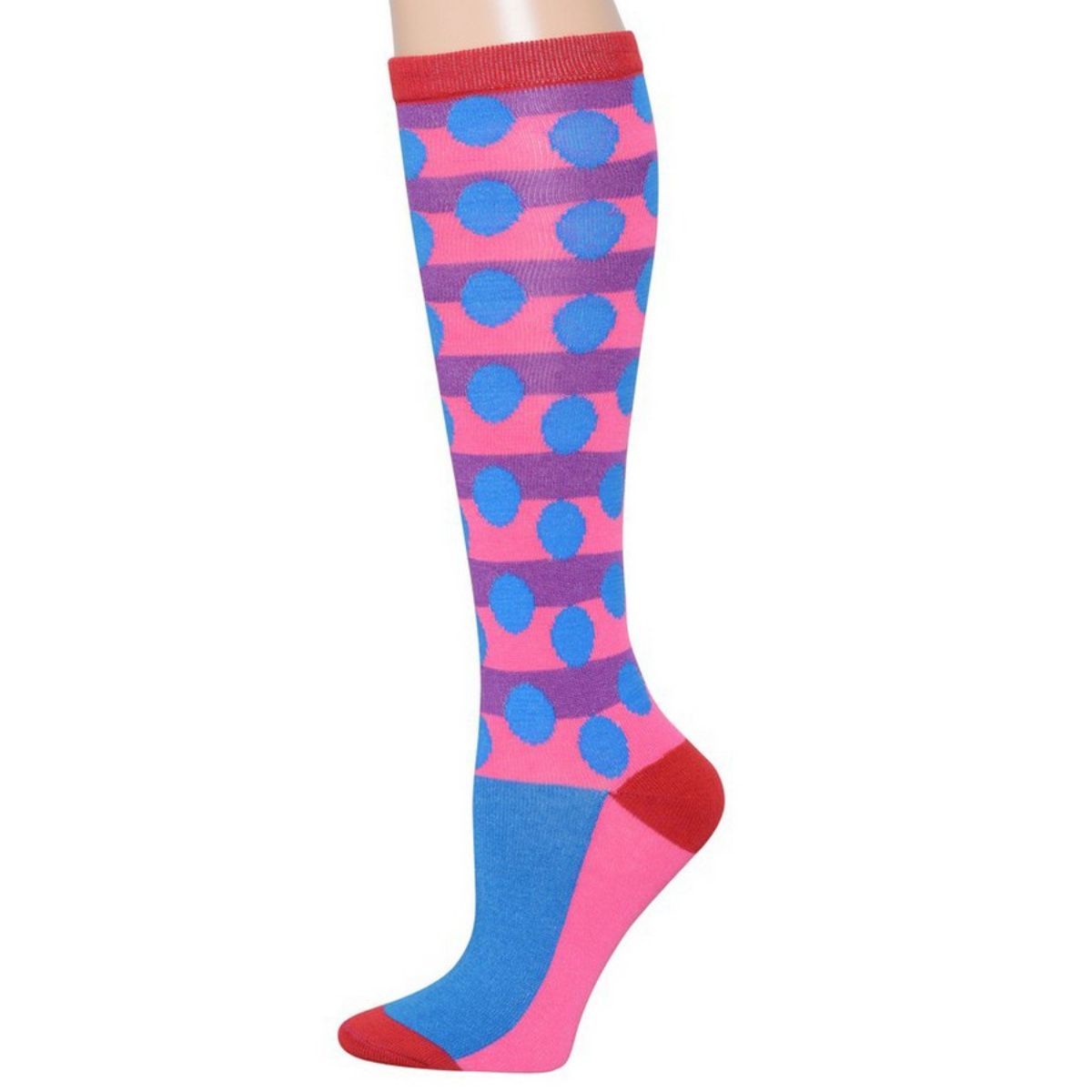 Ladies Knee High Socks Pink Polka Dot