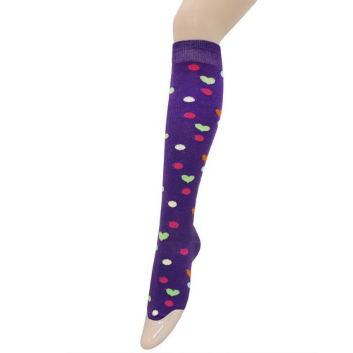 Purple Hearts and Spots Knee Socks