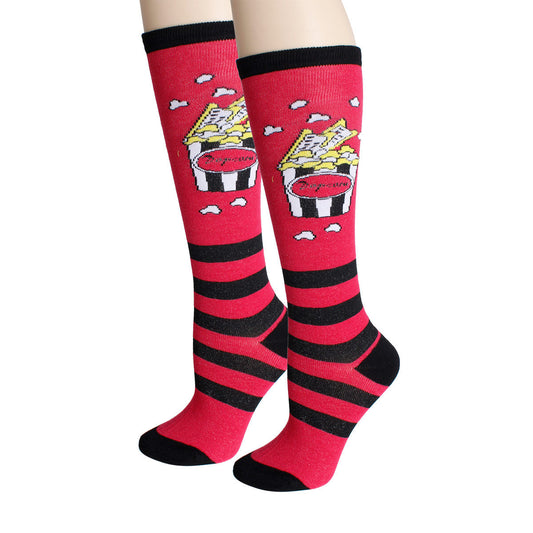 Fuchsia Popcorn Stripe Knee Socks